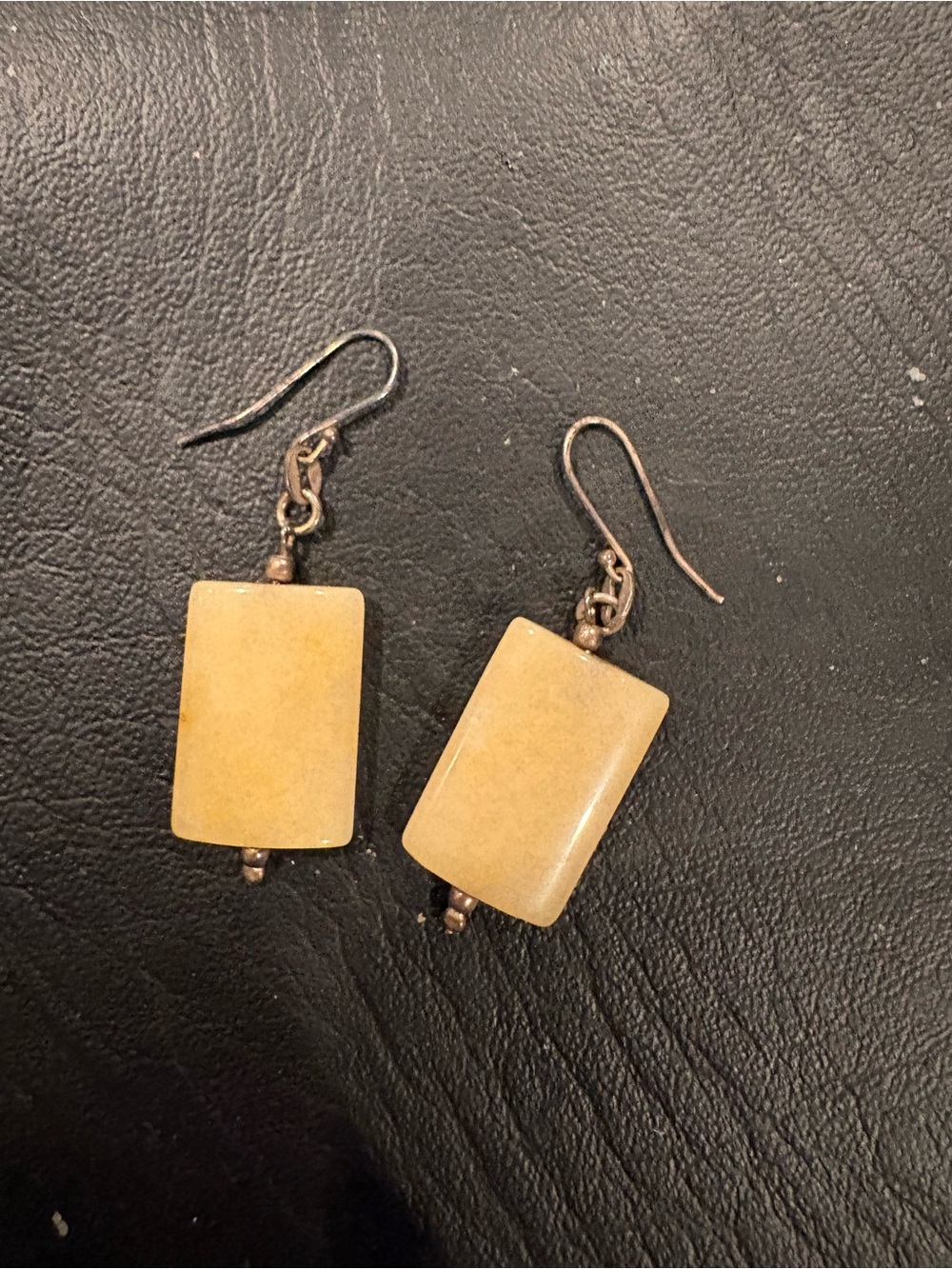 Yellow Stone Rectangle Drop Earrings - Unbranded